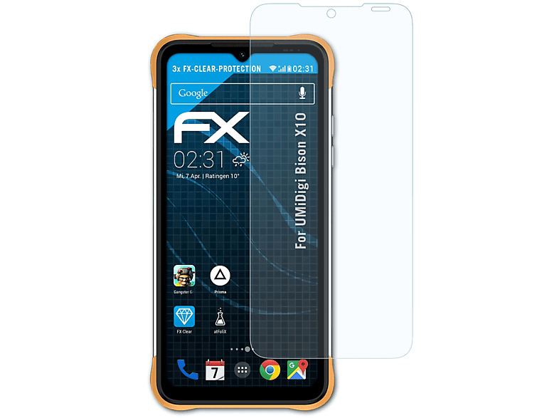 3x Bison Displayschutz(für FX-Clear ATFOLIX X10) UMiDigi