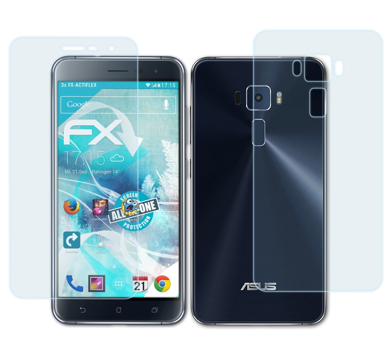 ATFOLIX FX-ActiFleX 3x Asus 3 ZenFone (ZE552KL)) Displayschutz(für