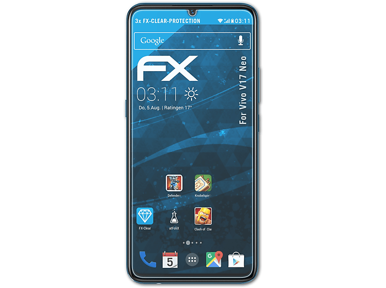 FX-Clear Displayschutz(für ATFOLIX Vivo V17 Neo) 3x