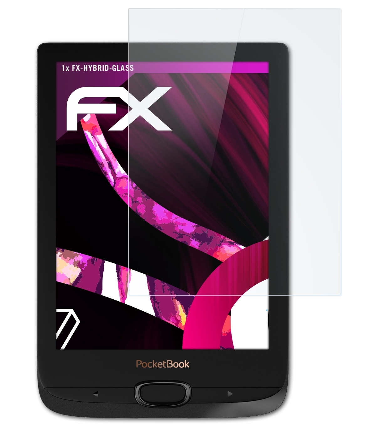 PocketBook 2) FX-Hybrid-Glass Schutzglas(für ATFOLIX Basic Lux