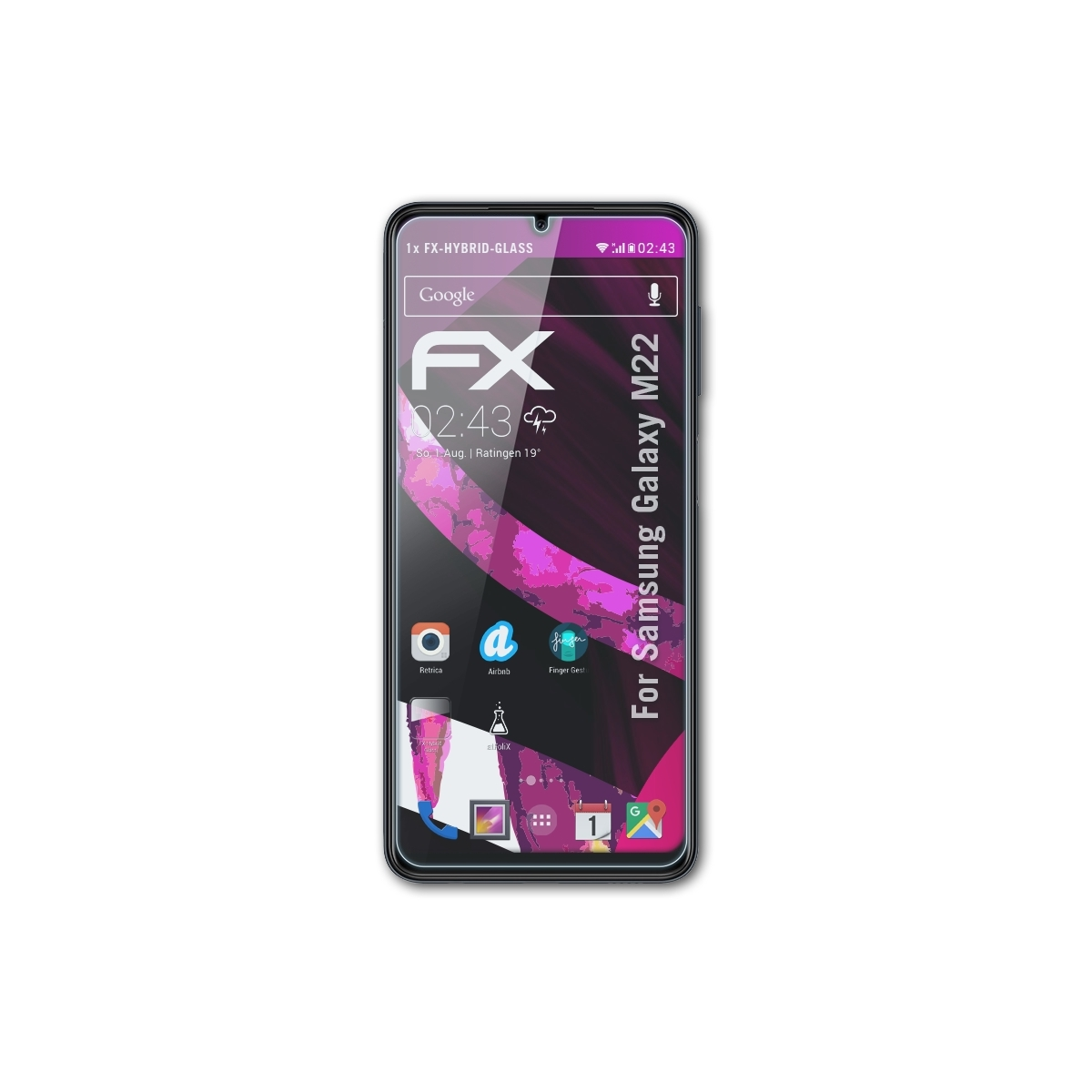 ATFOLIX FX-Hybrid-Glass Schutzglas(für Samsung Galaxy M22)