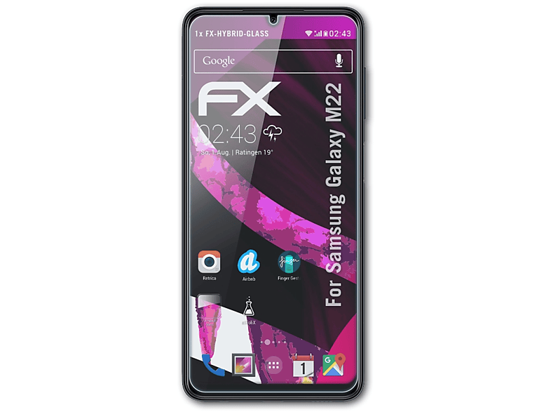 ATFOLIX FX-Hybrid-Glass Schutzglas(für Samsung M22) Galaxy