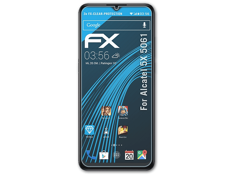 ATFOLIX 3x FX-Clear Displayschutz(für Alcatel 5X (5061))