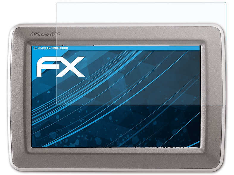 ATFOLIX 3x Garmin FX-Clear 620) GPSMap Displayschutz(für