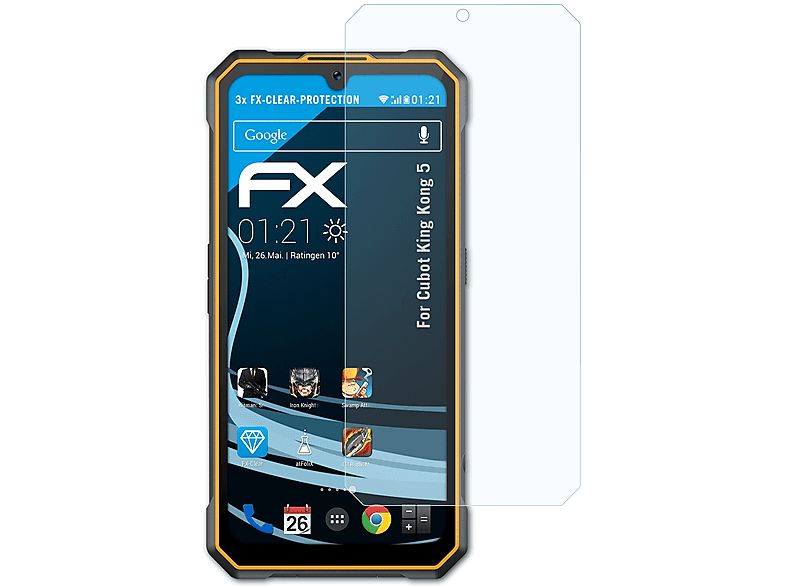 ATFOLIX 3x FX-Clear Kong Cubot 5) King Displayschutz(für