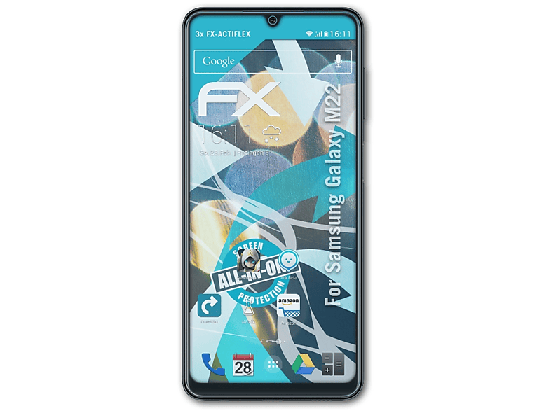 ATFOLIX 3x Samsung Galaxy FX-ActiFleX Displayschutz(für M22)