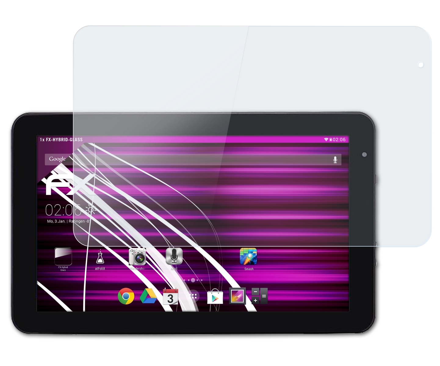 ATFOLIX (PR1056)) Tablet-PC Schutzglas(für FX-Hybrid-Glass XE10D JAY-tech