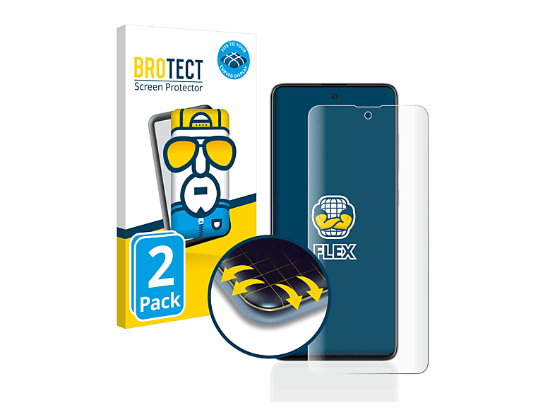 BROTECT 2x Flex Full-Cover 3D Curved Schutzfolie(für Samsung Galaxy A51)