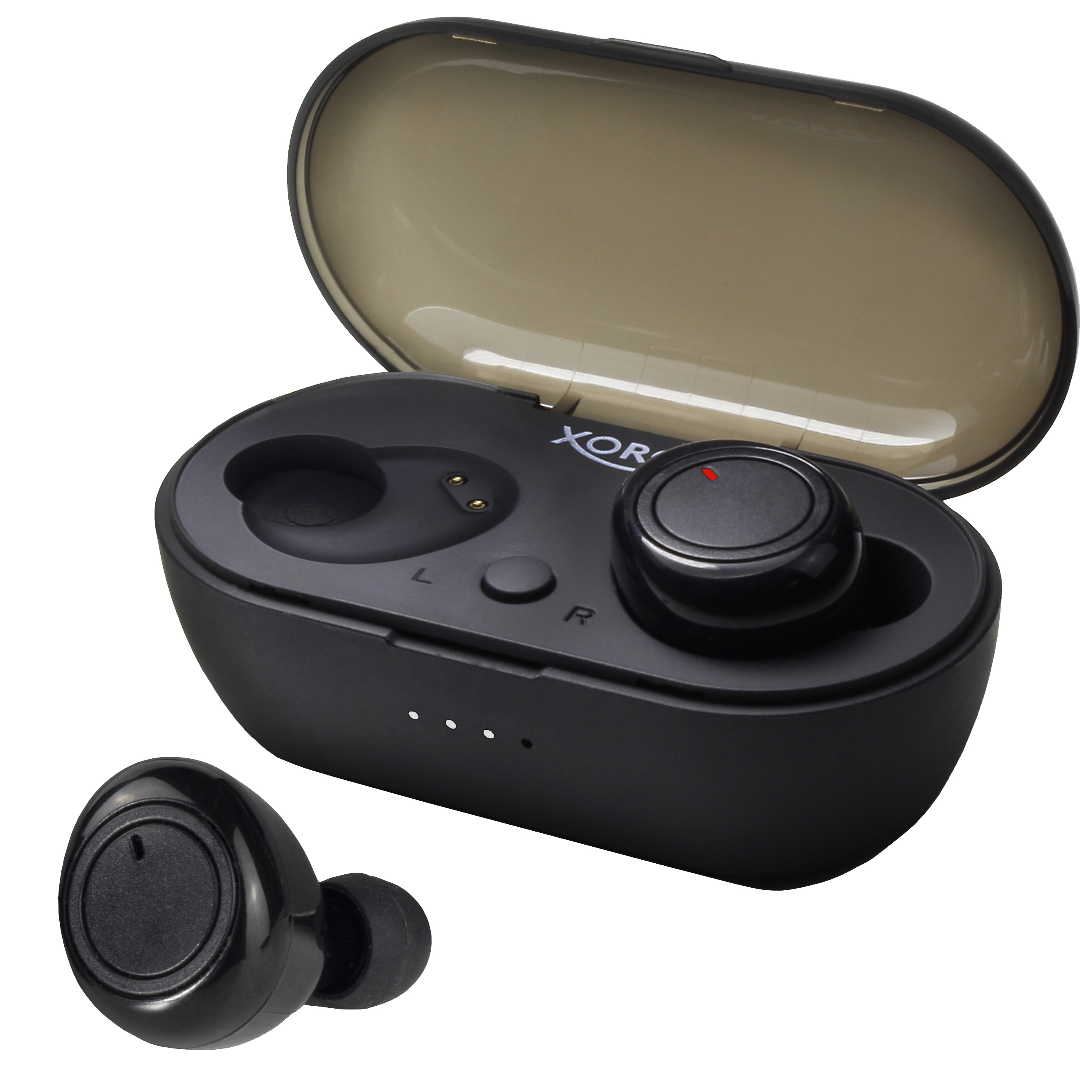 Ladebox Akku Black In-ear Bluetooth HSP, XORO KHB & Bluetooth XORO In-Ear-Kopfhörer HFP Kabelloser 25 integriertem mit In-Ear-Kopfhörer separater