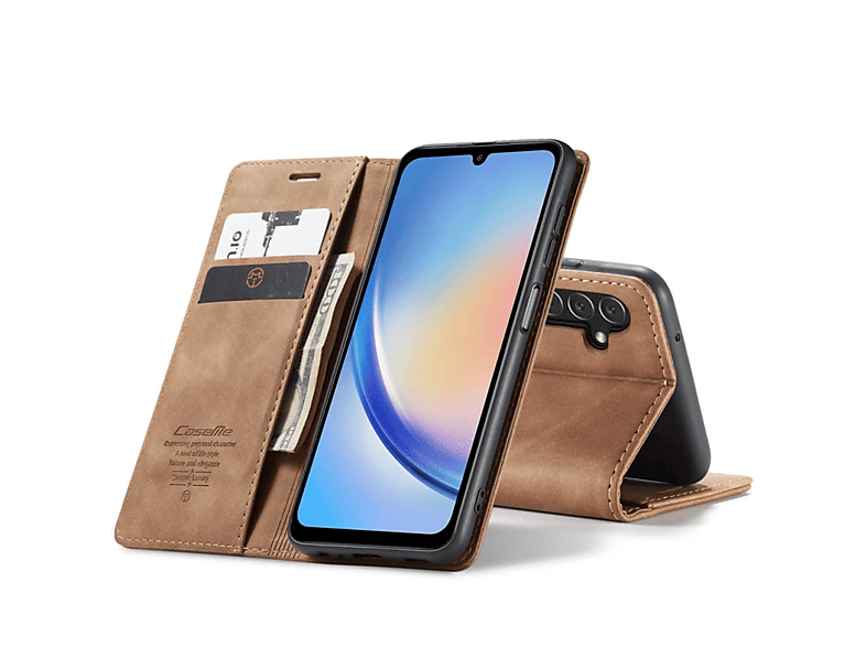 Samsung, A34 Smart, Braun Galaxy Bookcover, CASEME 5G,