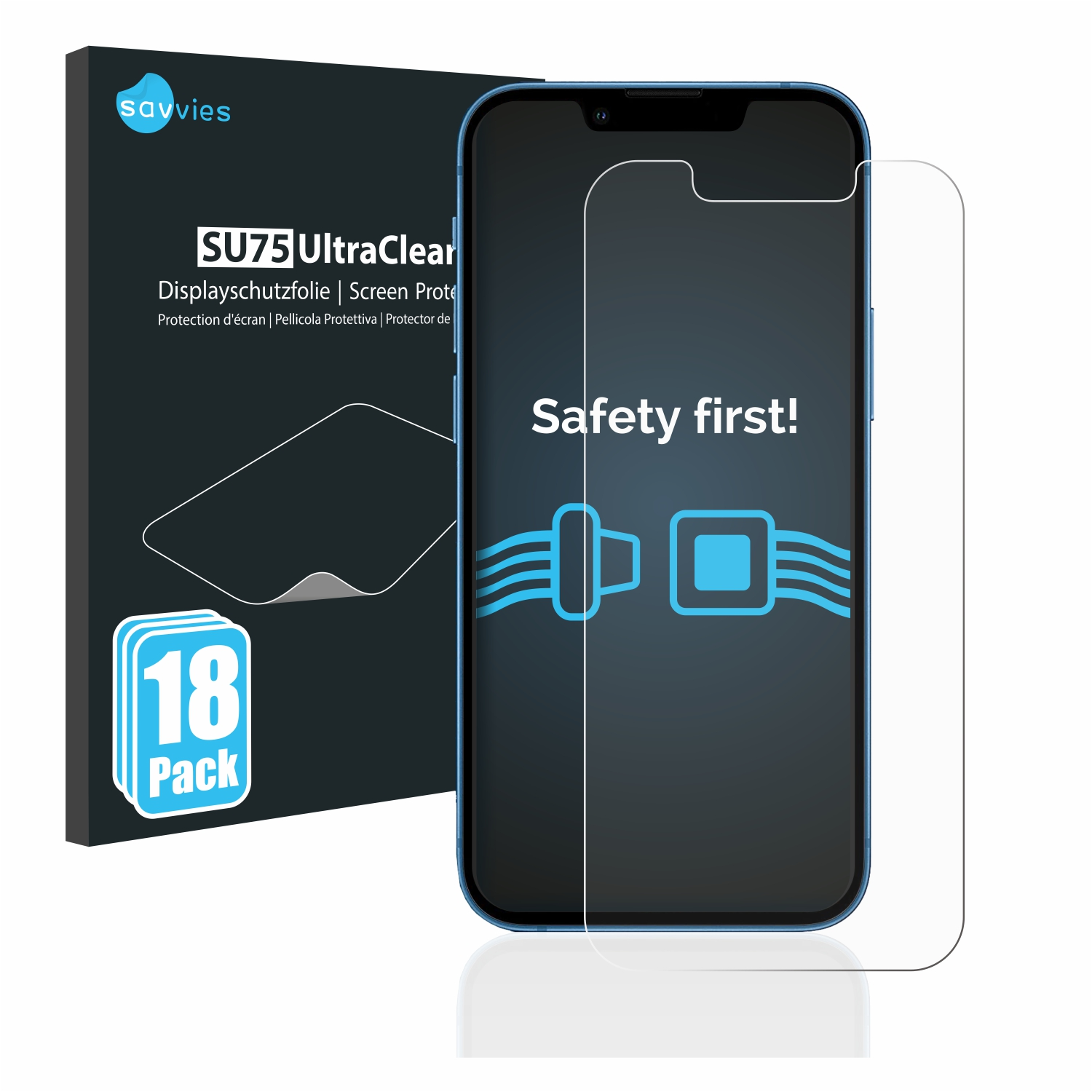 SAVVIES 18x klare Schutzfolie(für Apple 13 mini) iPhone