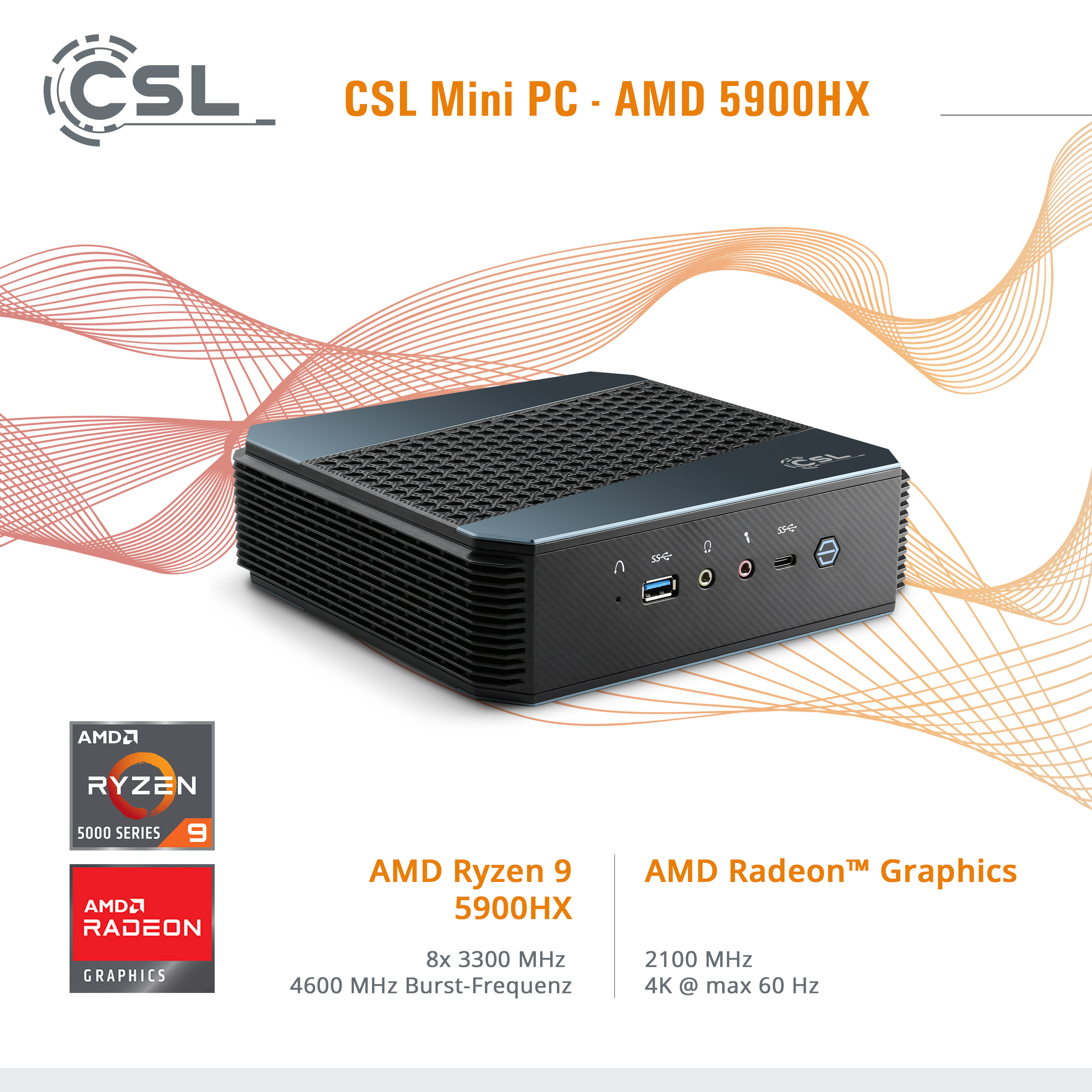 mit CSL / 9 / Prozessor, AMD -, 2000 GB GB AMD Mini-PC M.2 16GB SSD, 16 SSD, GB 2000 RAM, 5900HX Ryzen™ AMD