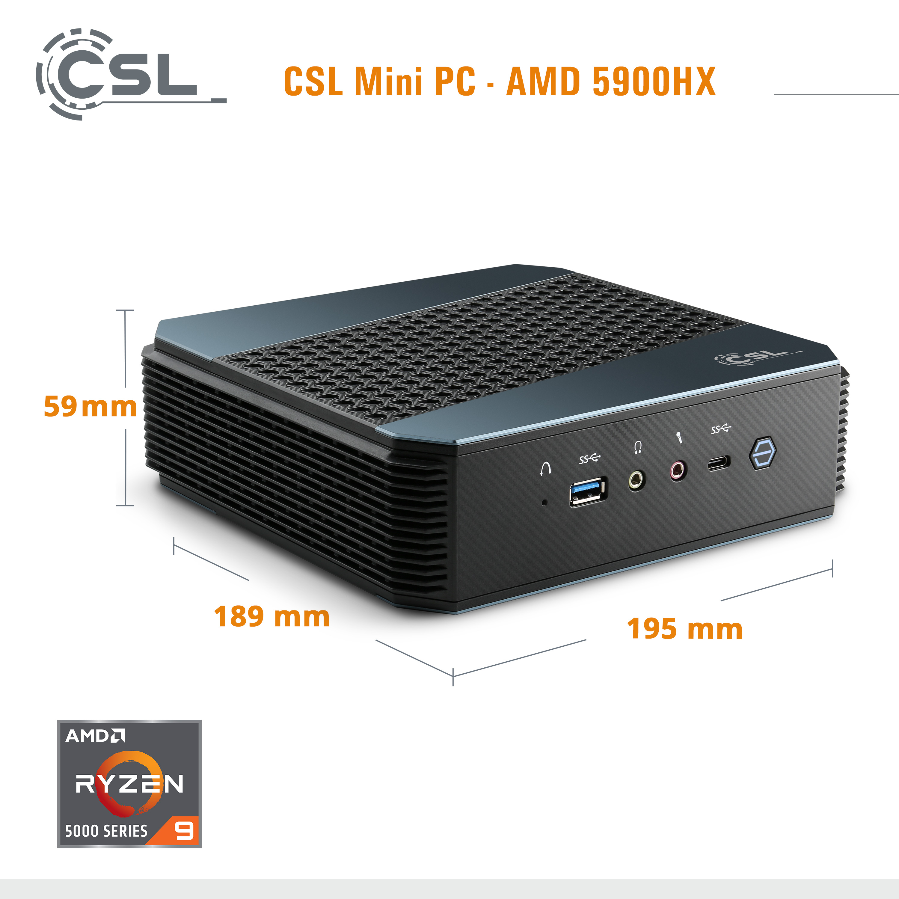 mit CSL / 9 / Prozessor, AMD -, 2000 GB GB AMD Mini-PC M.2 16GB SSD, 16 SSD, GB 2000 RAM, 5900HX Ryzen™ AMD