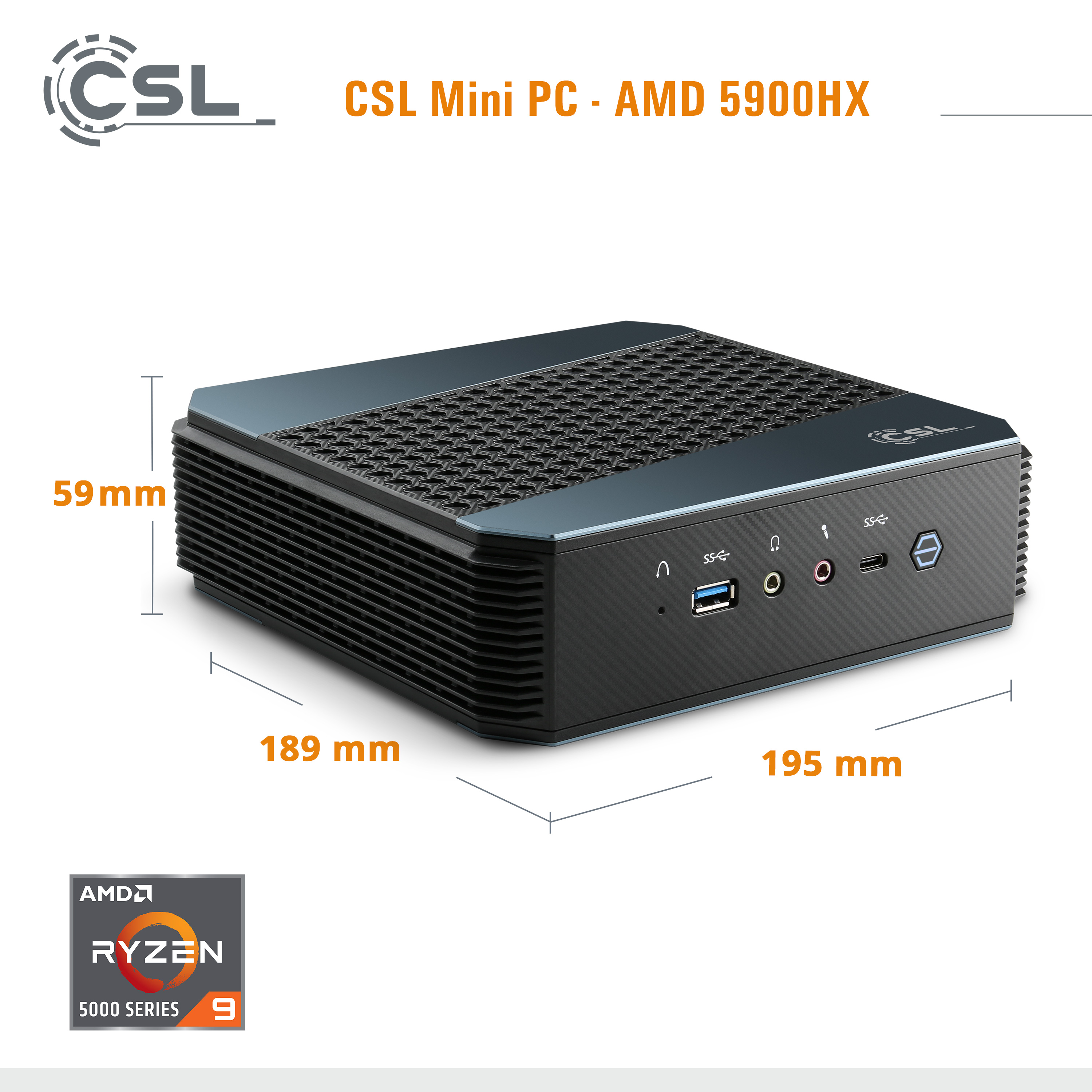 CSL AMD 5900HX / Ryzen™ GB M.2 Pro TB Bit), Windows AMD Prozessor, 11 (64 9 16 Mini-PC Pro, AMD / mit / RAM, 16GB Windows GB SSD 11 2000 2000 SSD