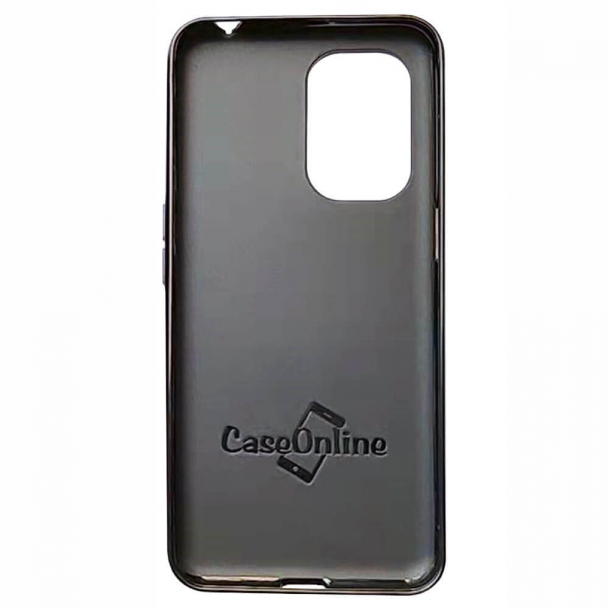 Schwarze Handyhülle mit CaseOnline-Logo.