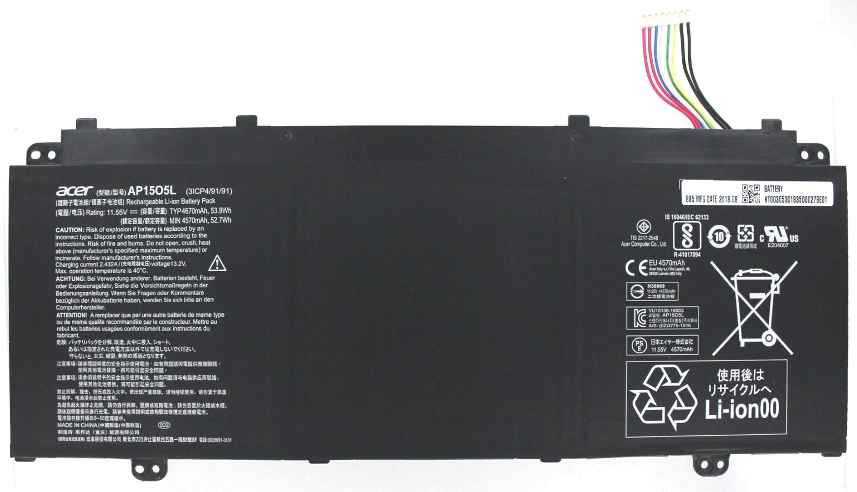 ACER Original Li-Ion, CB5-312T-K0YK Chromebook Li-Ion Acer für Volt, 4670 Notebookakku, mAh Akku 11.55 R13