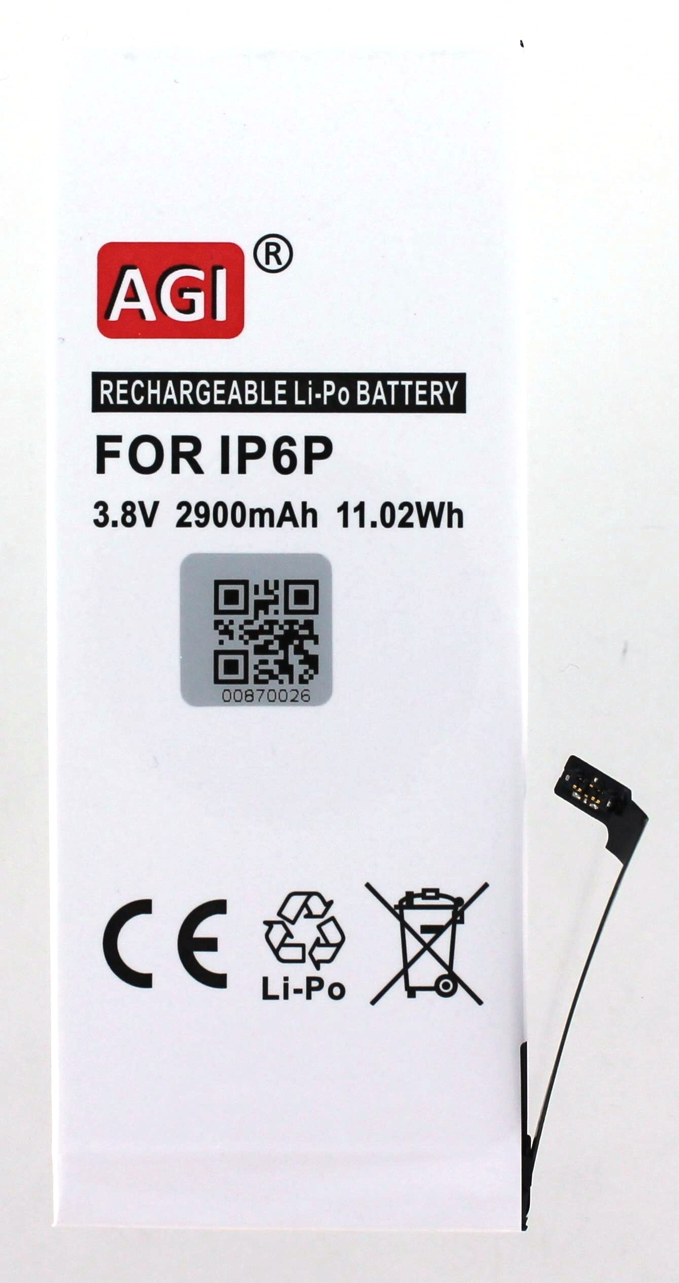 AGI Akku kompatibel mit Li-Pol, mAh 3.8 Li-Pol APN:616-0765 Apple Handy-/Smartphoneakku, Volt, 2900