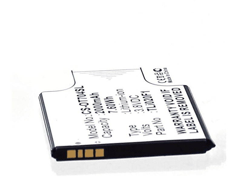 Handy-/Smartphoneakku, kompatibel Volt, TLI020F1 3.8 Akku Alcatel mit mAh Li-Ion, AGI 2000 Li-Ion
