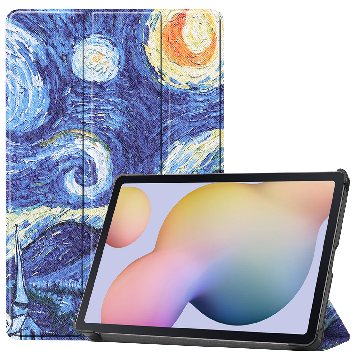 LOBWERK Hülle Bookcover Samsung Tab S7 Mehrfarbig Galaxy Schutzhülle Kunstleder, für SM-T870/T875/X700
