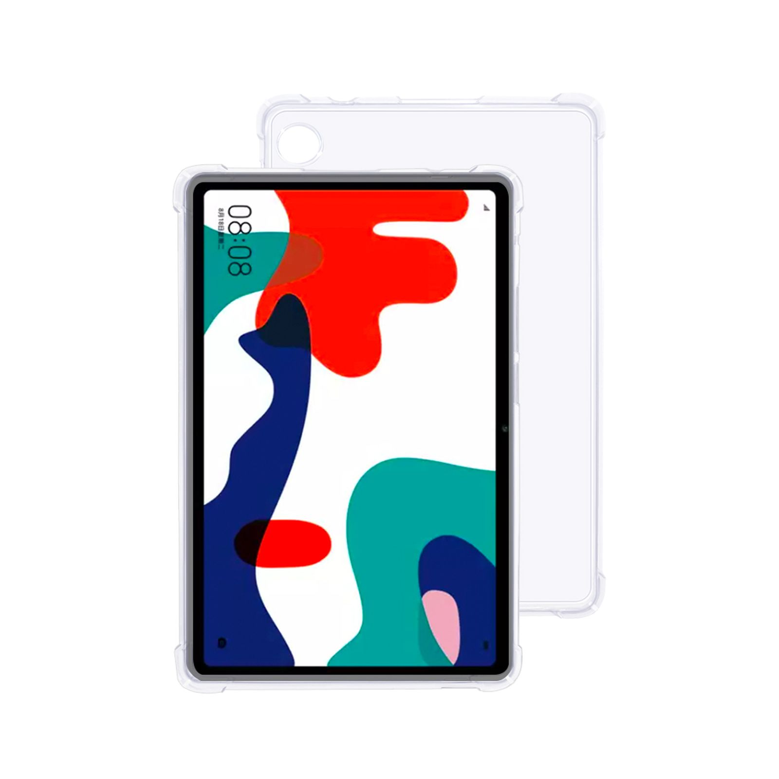 Tablet in einer transparenten Hülle, zeigt den Bildschirm.