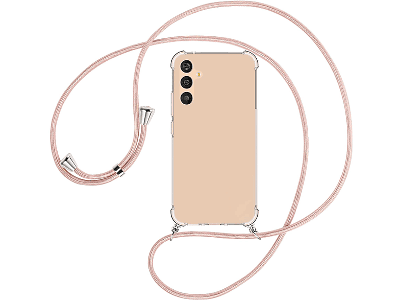 mit Kordel, Samsung, A34 MTB / MORE Galaxy 5G, Backcover, ENERGY Rosegold Umhänge-Hülle silber