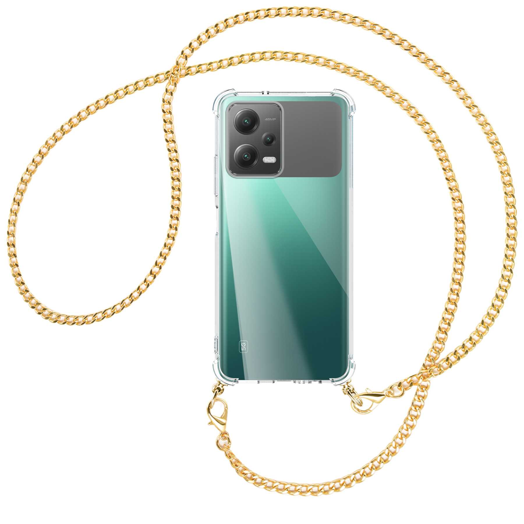 Metallkette, Poco 12 MORE Redmi X5 Umhänge-Hülle Note Xiaomi, Backcover, mit 5G, ENERGY (gold) 5G, MTB Kette