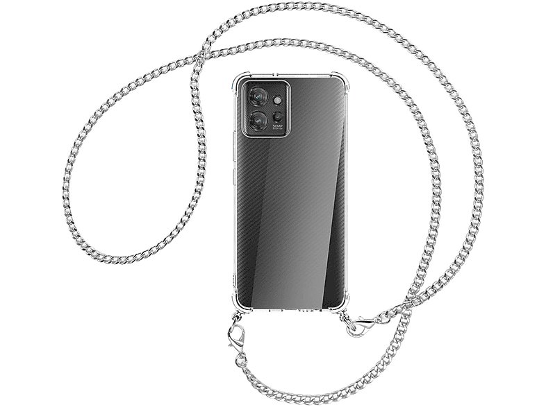 MTB MORE ENERGY Umhänge-Hülle mit Backcover, (silber) Motorola, Metallkette, Kette ThinkPhone