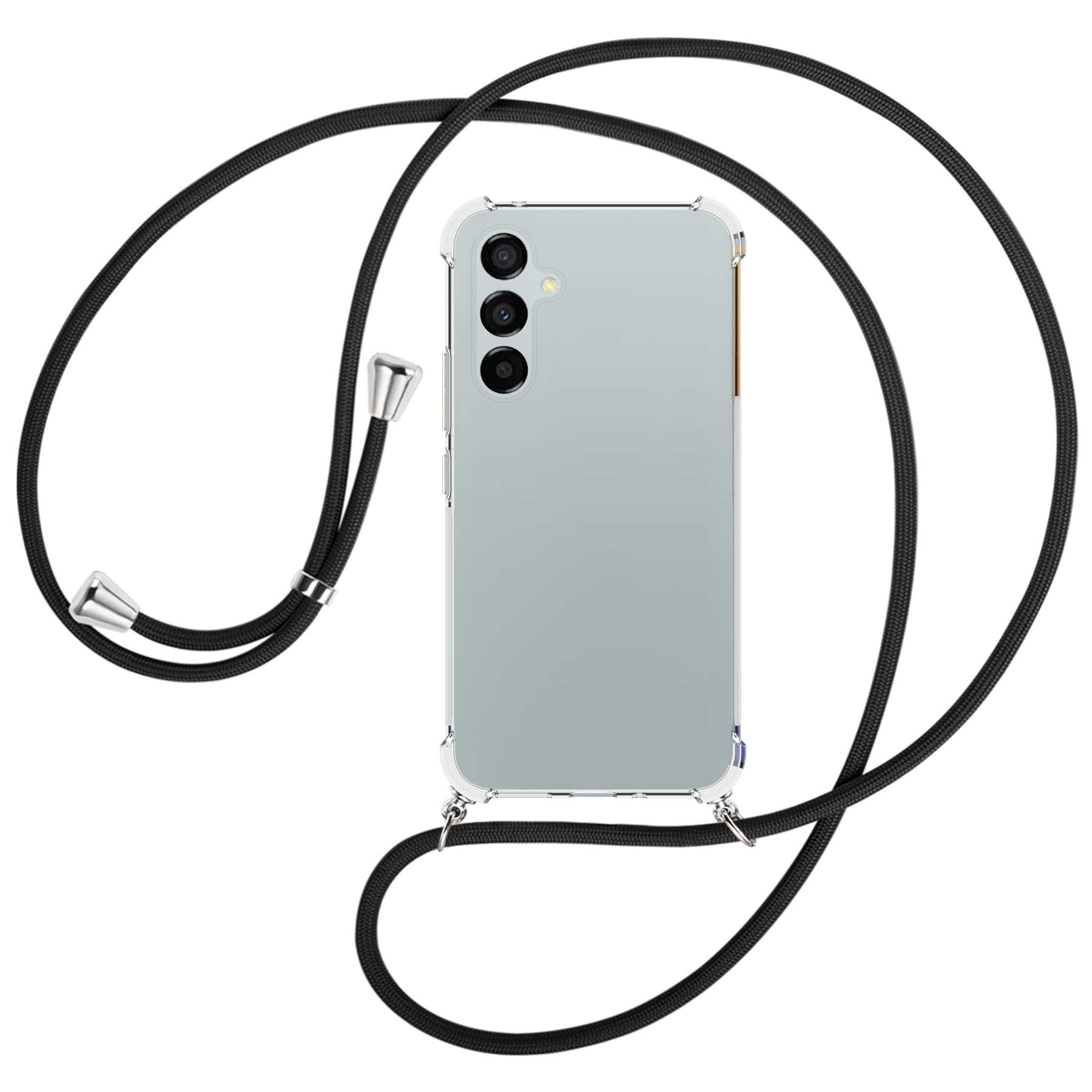 MTB MORE ENERGY Umhänge-Hülle mit Kordel, silber / Galaxy A54 Backcover, Samsung, Schwarz 5G