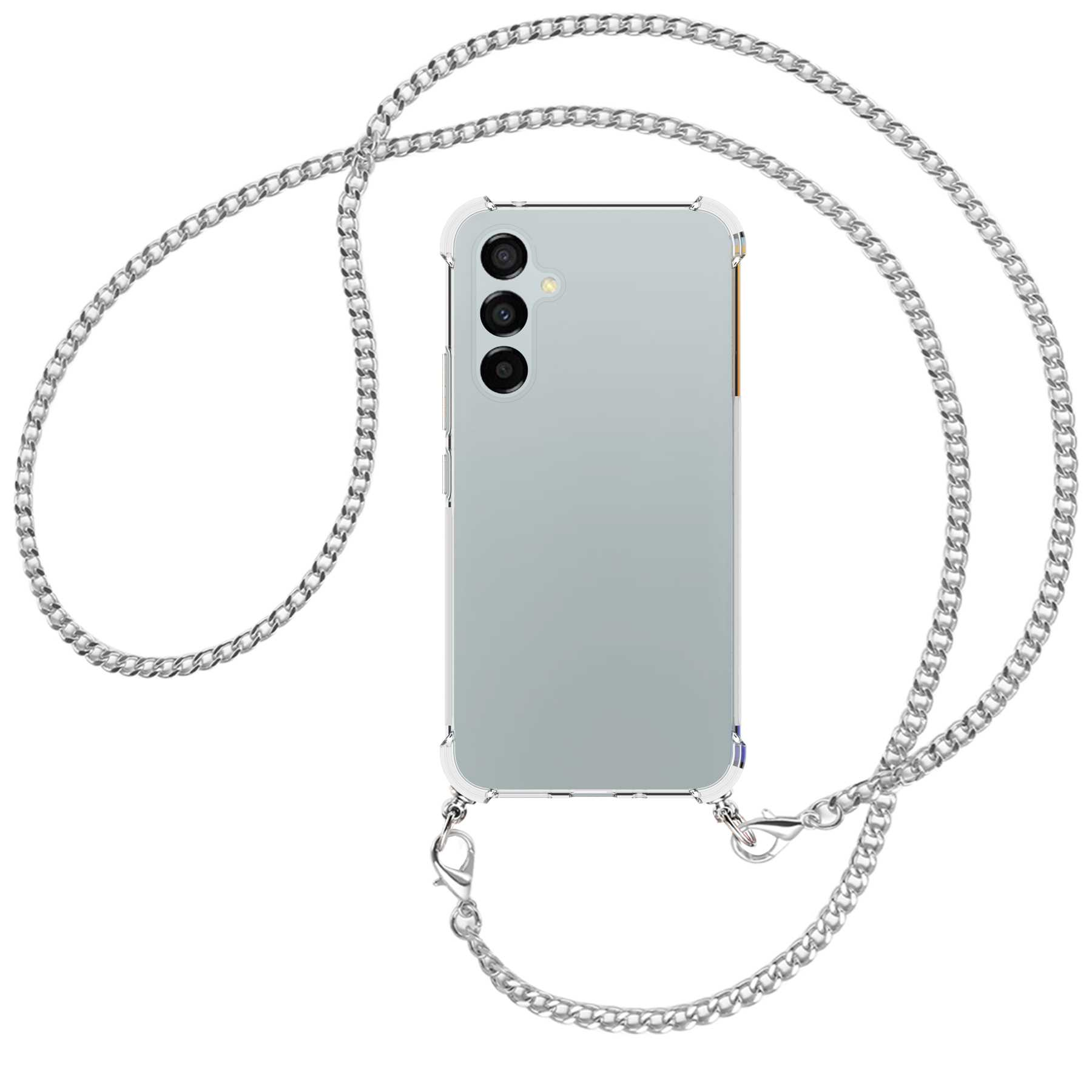 MTB MORE ENERGY Umhänge-Hülle 5G, Backcover, mit Samsung, A54 Kette Galaxy (silber) Metallkette
