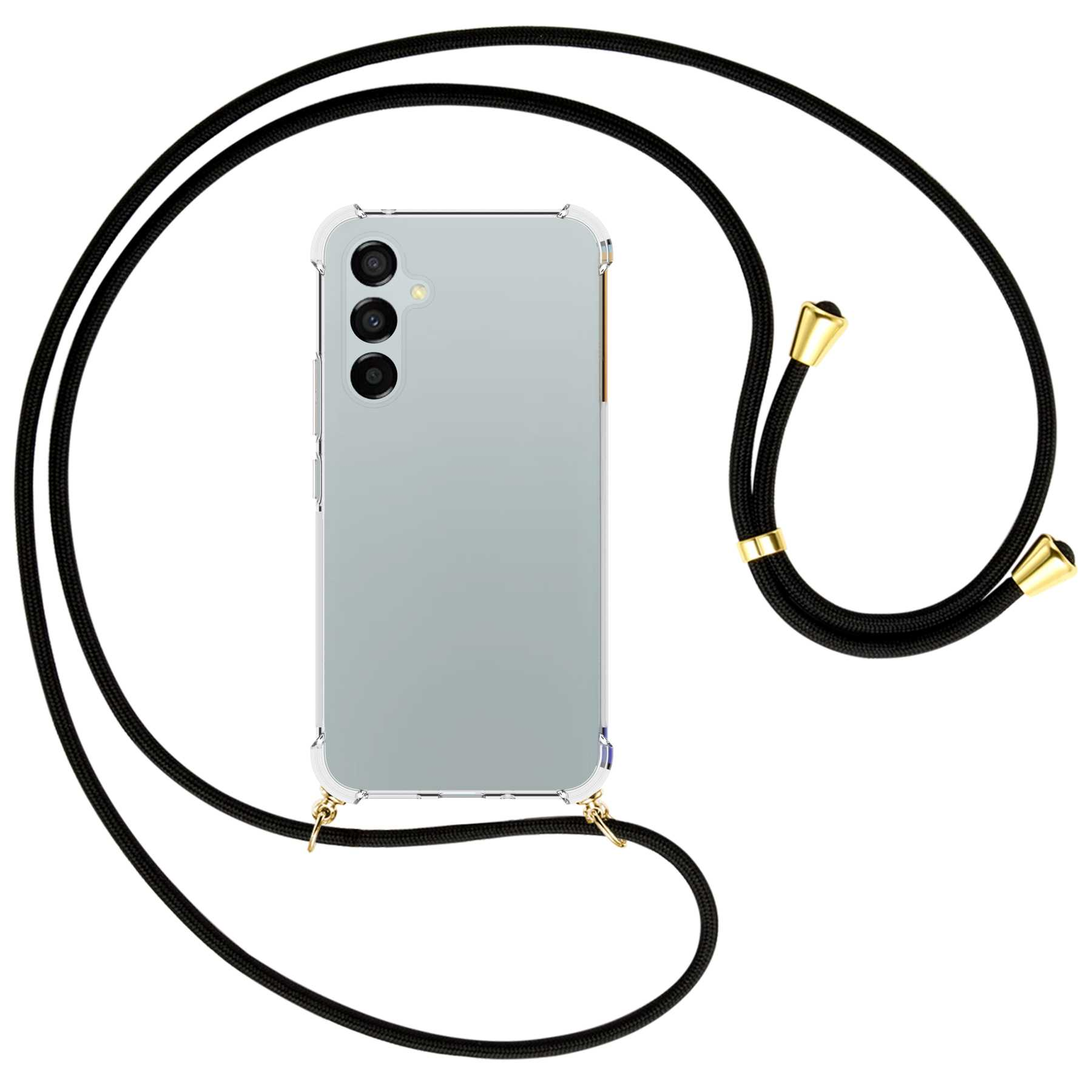 MTB Backcover, mit ENERGY Schwarz 5G, gold / MORE Samsung, Galaxy A54 Kordel, Umhänge-Hülle