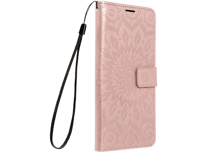 KÖNIG DESIGN Book S23, Case, Gold Bookcover, Rose Samsung, Mandala Galaxy