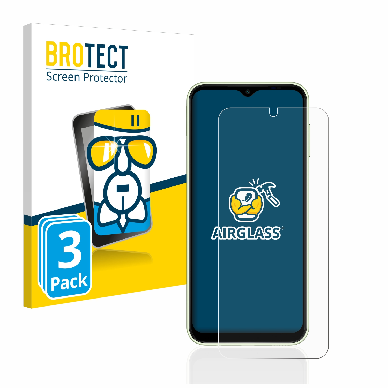 Airglass A14 klare Galaxy BROTECT 4G) Schutzfolie(für 3x Samsung