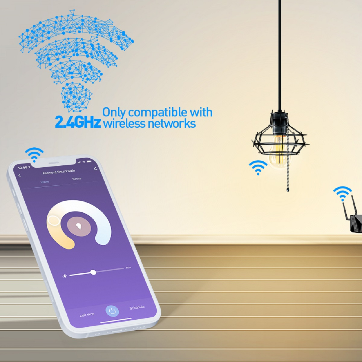 TELLUR WiFi Filament 6W, Warm/Weiß Smarte E27, Glühbirne dimmbar
