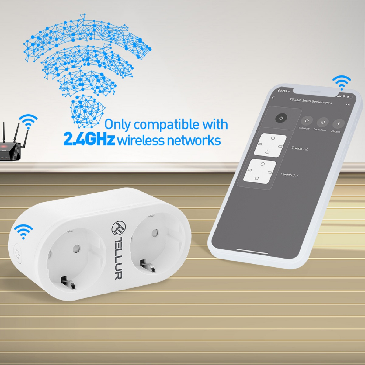 Smart TELLUR 2400W Plug 16A, Steckdose Energieablesung,