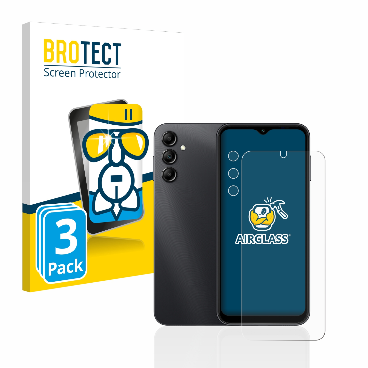 Airglass Samsung A14 klare 3x Galaxy 4G) Schutzfolie(für BROTECT