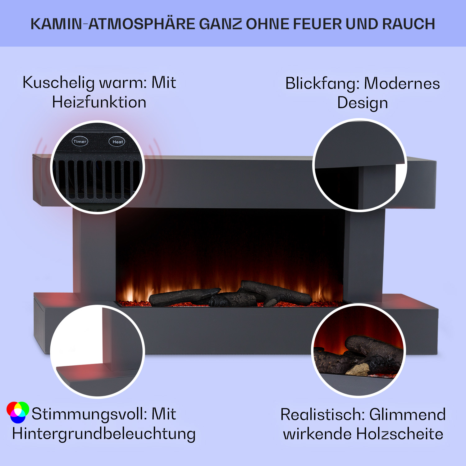 Light KLARSTEIN Studio Kamin (2000 Fire & Watt) Elektrischer