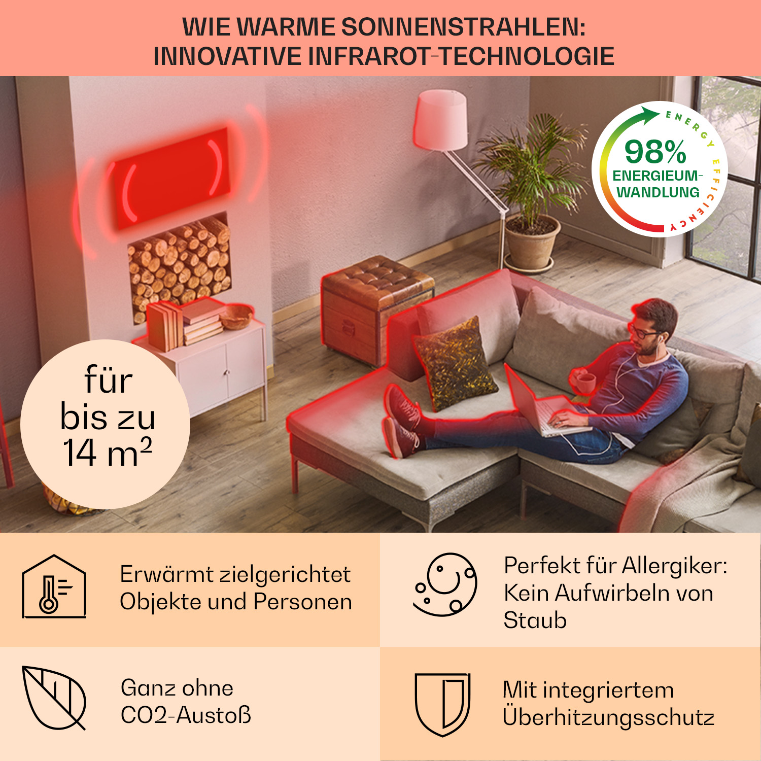 KLARSTEIN Wonderwall Infrarotheizung (700 Watt) Smart Art 700W Air