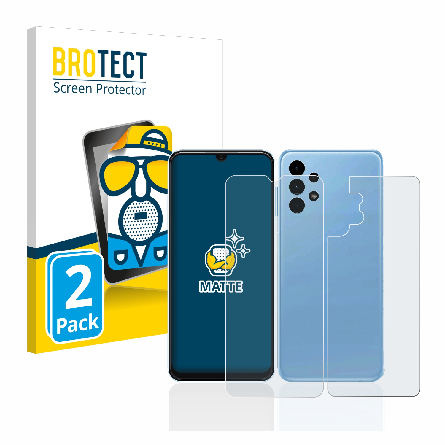 Galaxy A13 BROTECT Samsung (Display+Rückseite)) 2x matte Schutzfolie(für