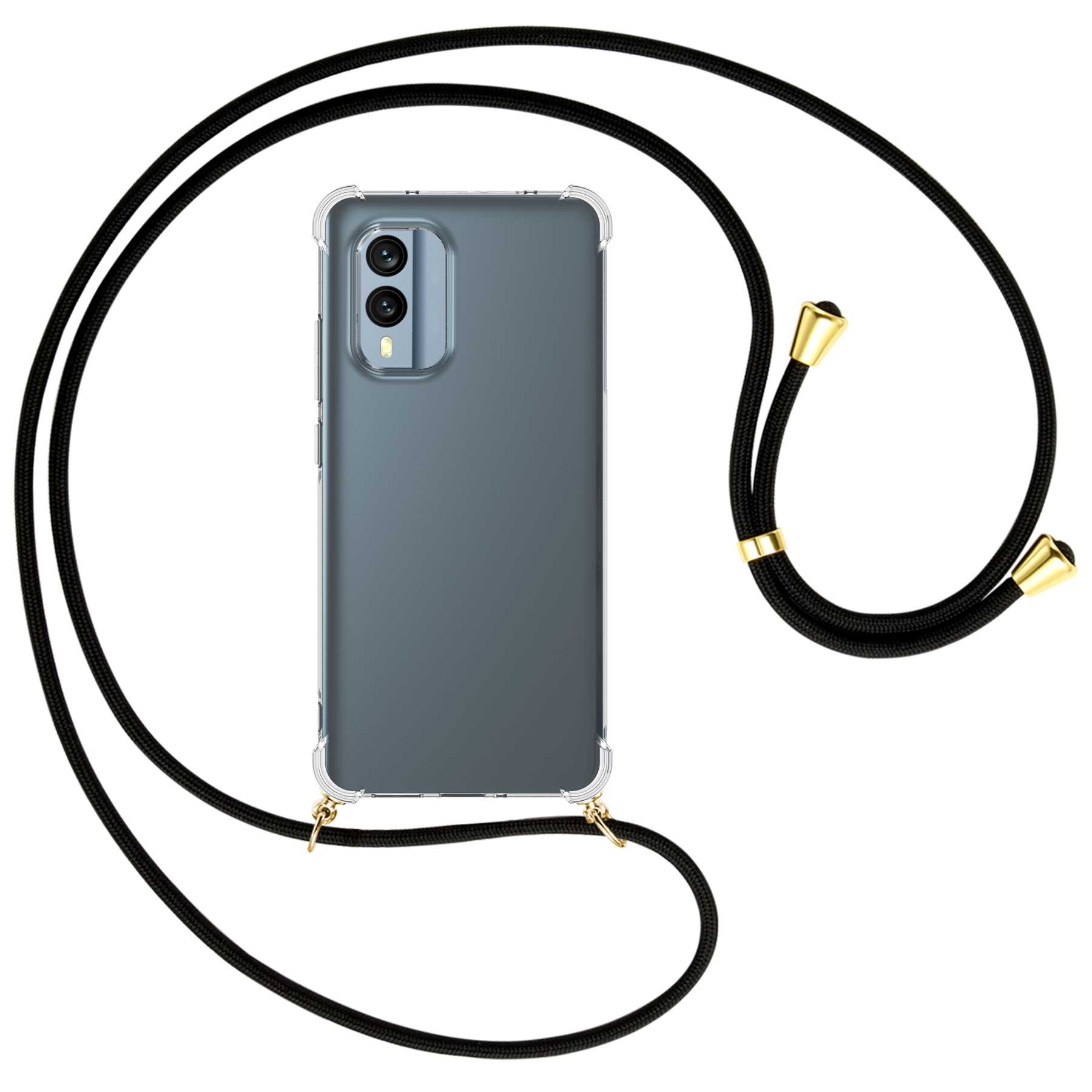 MORE MTB 5G, gold Kordel, mit Schwarz Backcover, Nokia, ENERGY / X30 Umhänge-Hülle