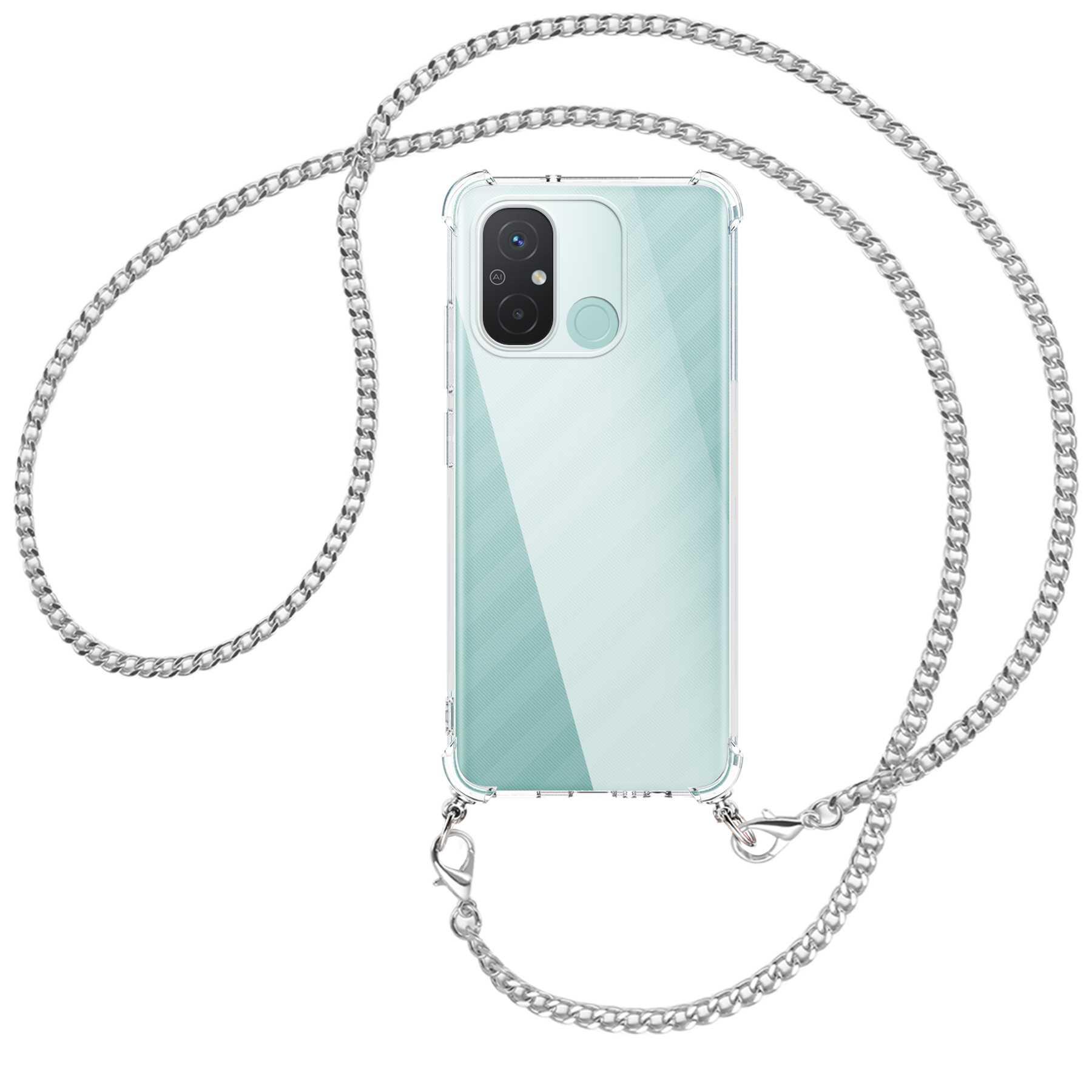 Redmi ENERGY (silber) Umhänge-Hülle Kette mit Backcover, MORE MTB Metallkette, 12C, Xiaomi,
