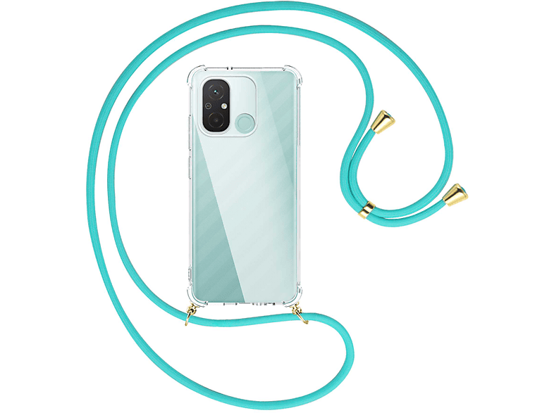 MORE Umhänge-Hülle ENERGY Redmi Xiaomi, mit Backcover, 12C, MTB gold / Türkis Kordel,