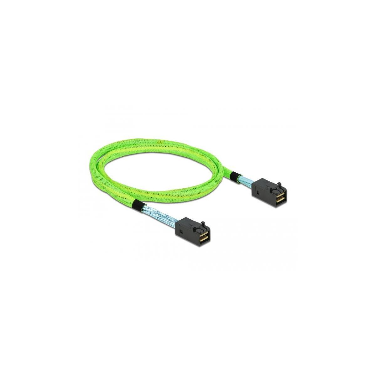 Cavo SATA intrecciato verde con connettori neri.