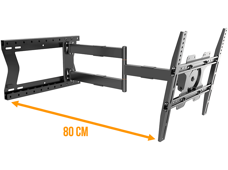 NANOOK 2080 mit extra langem Arm bis zu 80 cm TV Wandhalterung, Schwarz | TV-Wandhalterungen