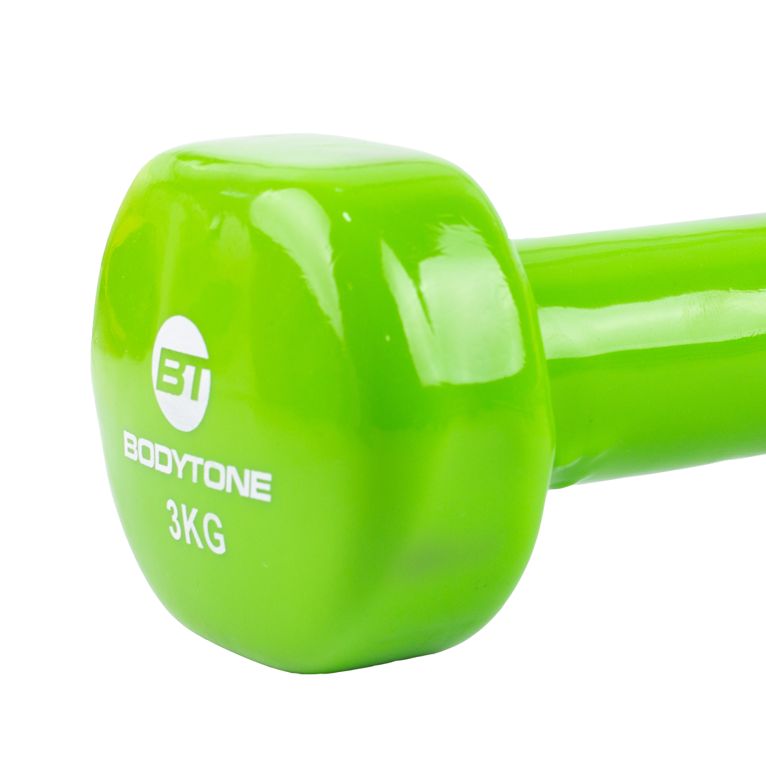 Manubrio verde con testo bianco, 'BODYTONE 3KG'.