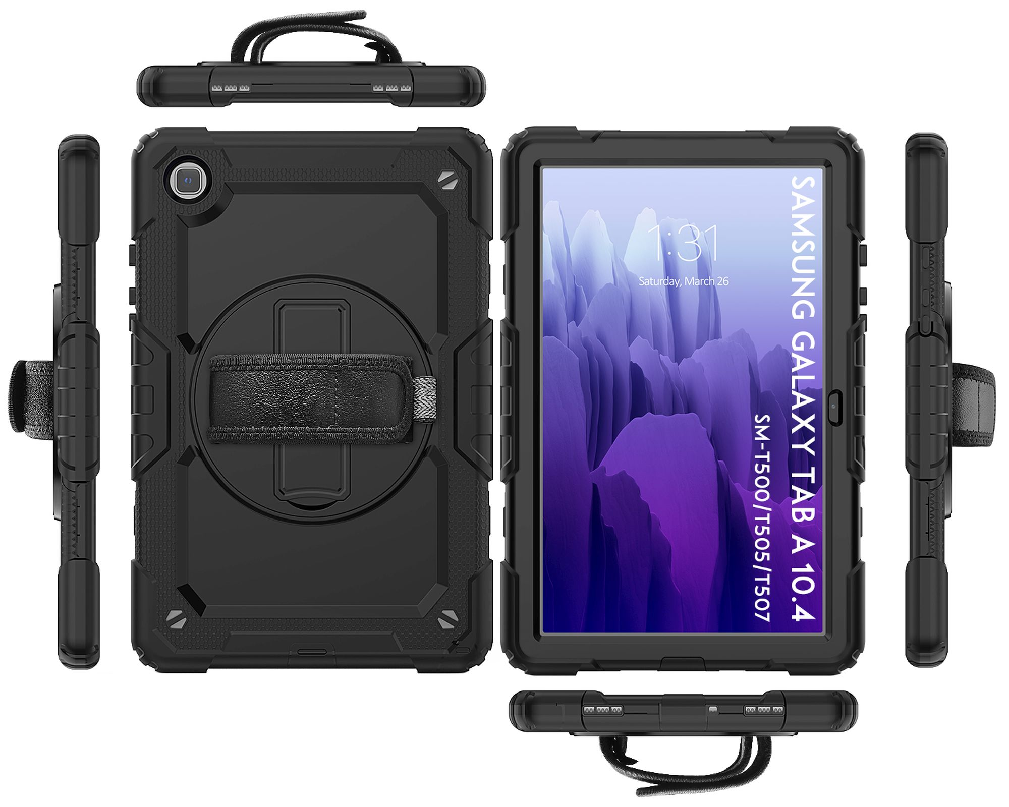 A7 Bookcover Kunststoff, Case LOBWERK 4in1 Tab Samsung Galaxy T505 SM-T500 Zoll für Schutzhülle Schwarz 10.4