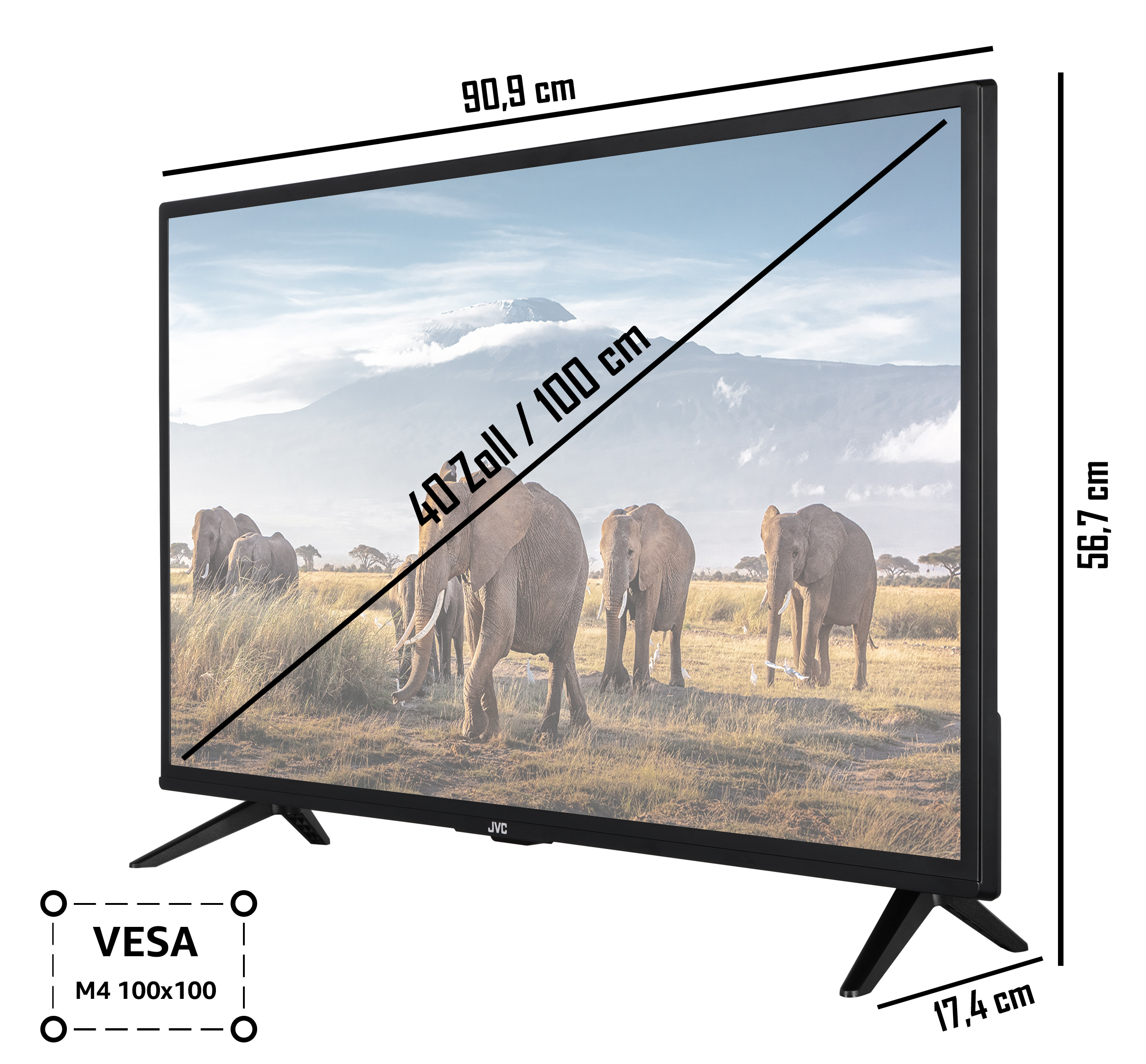 LED (Flat, cm, TV Full-HD, 100 Zoll / LT-40VF3056 SMART 40 JVC TV)