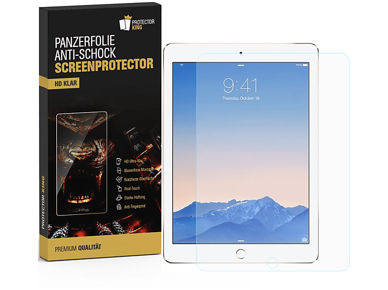 PROTECTORKING 3x Panzerfolie NANO ANTI-SHOCK 9.7) HD Apple KLAR 2 Displayschutzfolie(für Air iPad