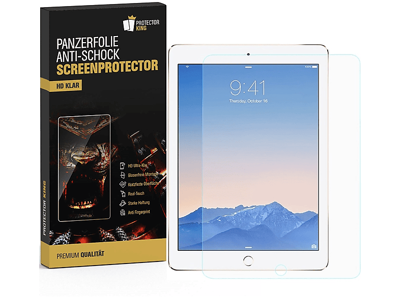 Panzerfolie PROTECTORKING KLAR HD Air 6x iPad 2 9.7) Displayschutzfolie(für NANO Apple ANTI-SHOCK
