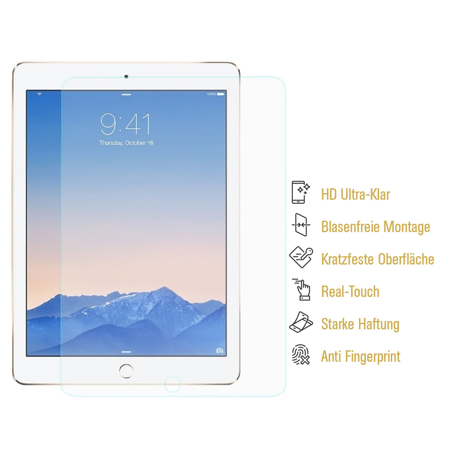3x NANO iPad PROTECTORKING 2 Air Displayschutzfolie(für KLAR Panzerfolie ANTI-SHOCK Apple 9.7) HD