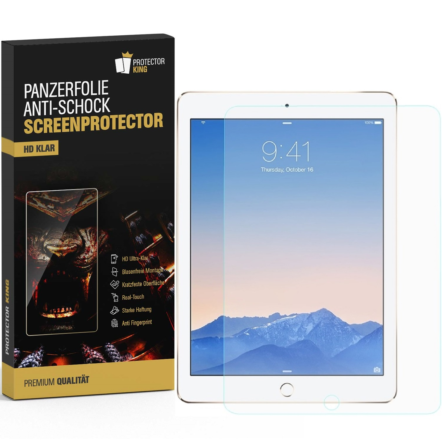 9.7) Panzerfolie 4x iPad Displayschutzfolie(für PROTECTORKING ANTI-SHOCK HD Air Klar Apple